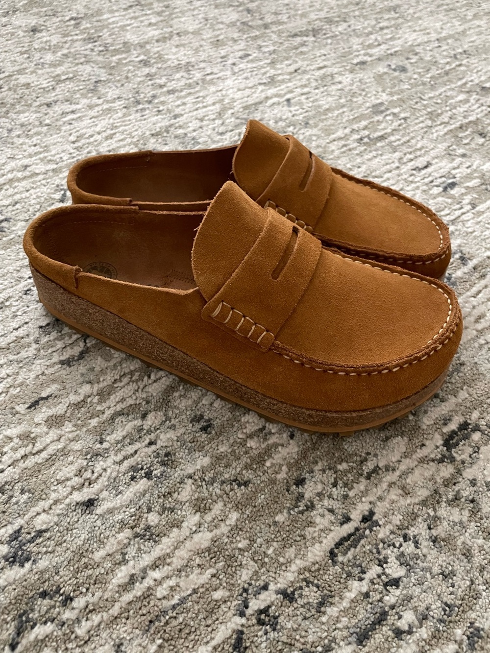 Birkenstock Naples Penny Clog Mink Brown Chestnut Suede Moccasins Size 11 - Picture 5 of 11